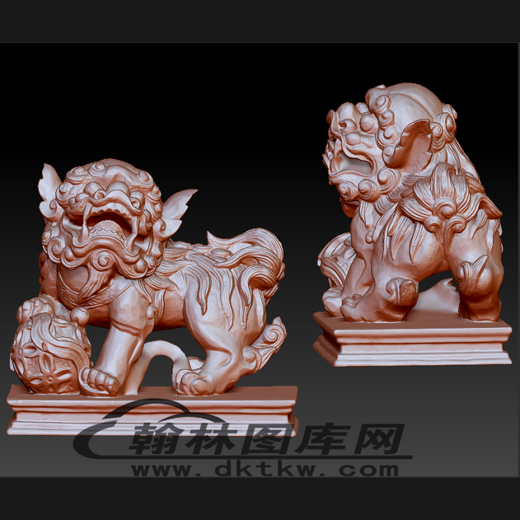 狮子绣球摆件立体圆雕图（BLG-133）展示