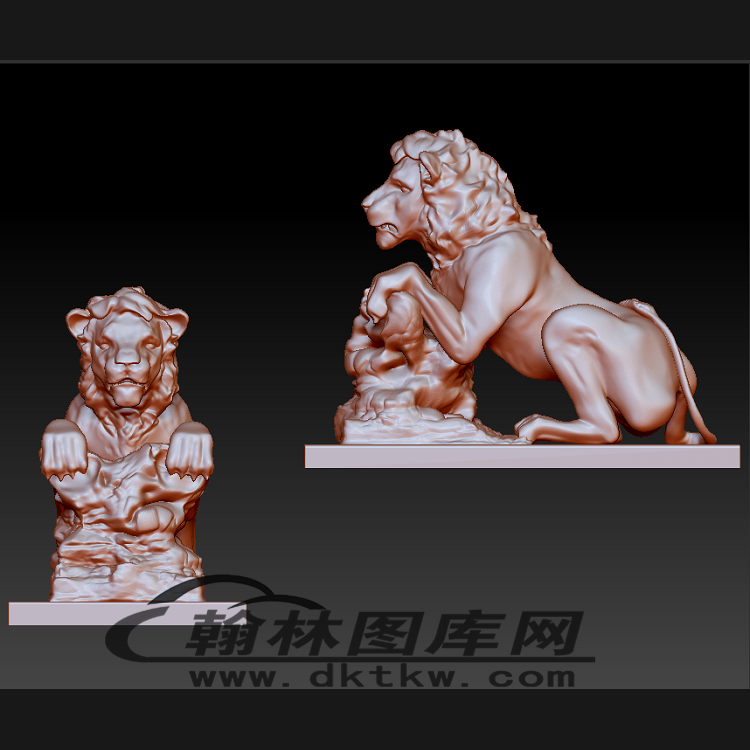 园林狮子雕塑立体圆雕图（BLG-128）展示