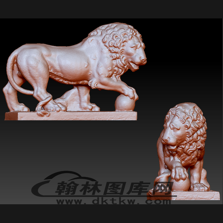 站立狮子立体圆雕图（BLG-144）展示