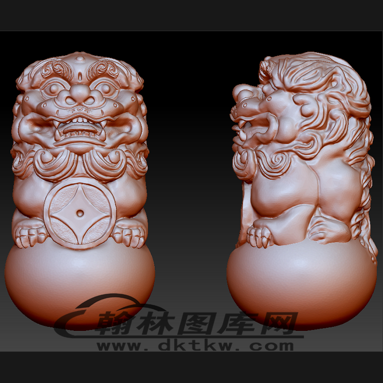 招财狮子把件立体圆雕图（BLG-130）展示
