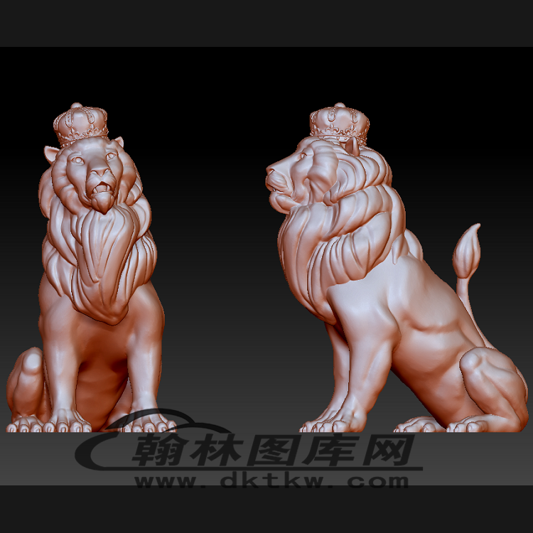 坐狮带皇冠的狮子立体圆雕图（BLG-142）展示