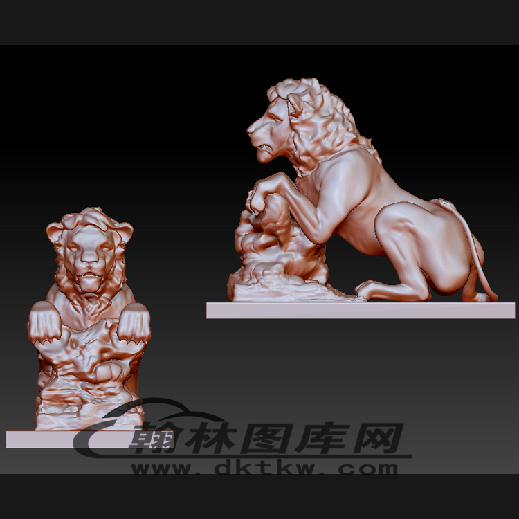 坐狮园林狮子雕塑立体圆雕图（BLG-141）展示