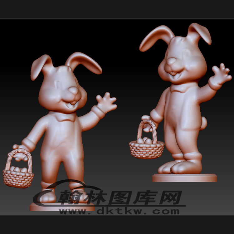 提鸡蛋篮子兔子立体圆雕图（BLG-253）展示