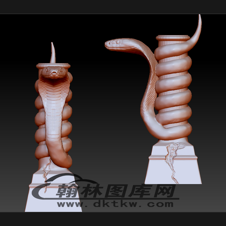 眼镜蛇柱立体圆雕图（BLG-585）展示