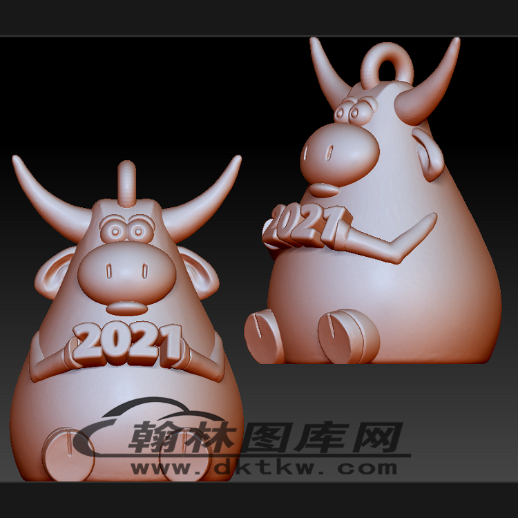 卡通牛挂件立体圆雕图（BLG-163）展示