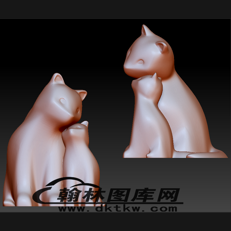 两只猫立体圆雕图（BLG-185）展示