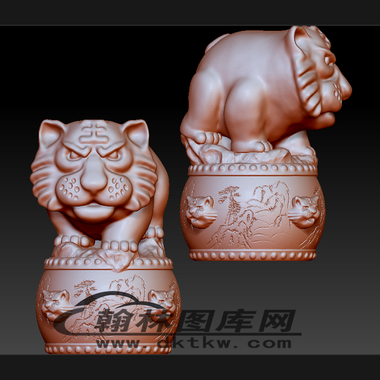 鼓面老虎摆件立体圆雕图（BLG-593）展示