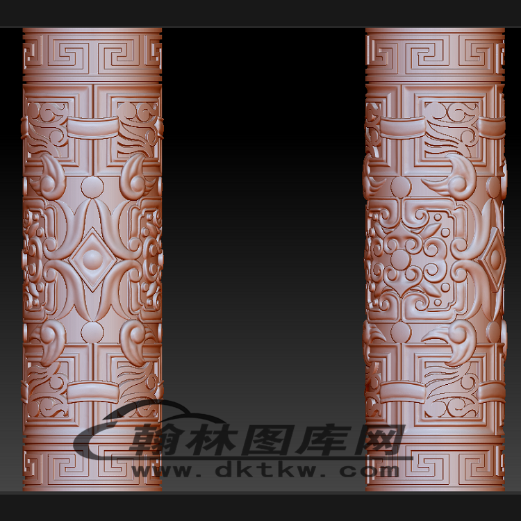 仿古纹长桶珠立体圆雕图（BLG-302）展示