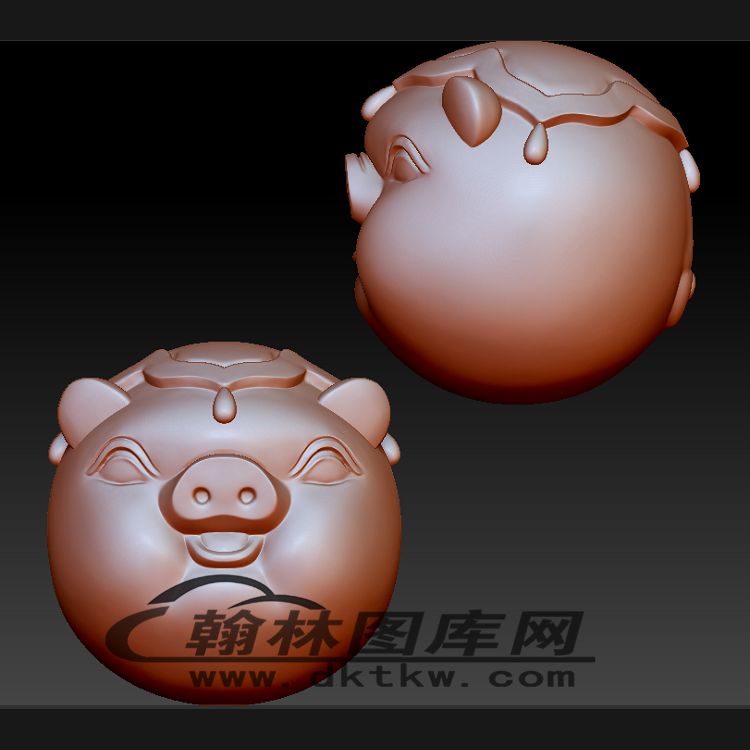 猪头圆珠手串立体圆雕图（BLG-445）展示