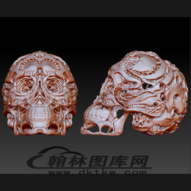 骷髅头手串立体圆雕图（BLG-340）展示