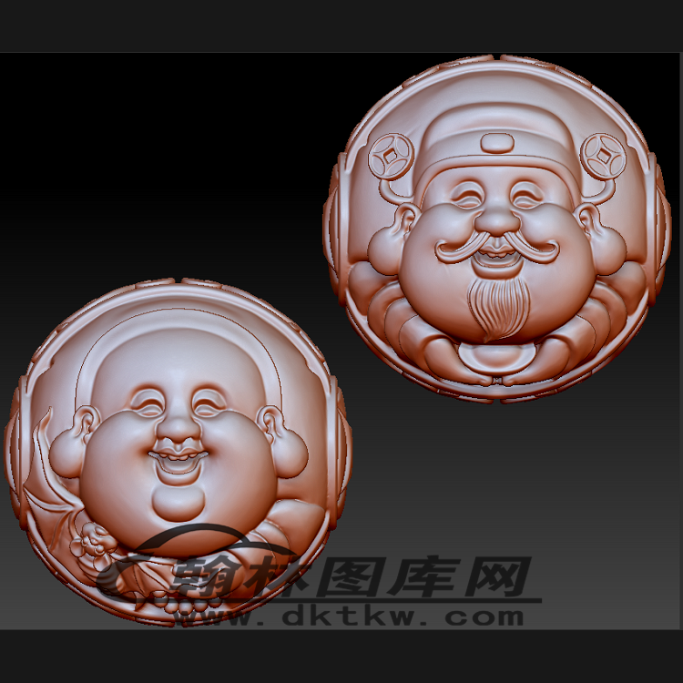 财神弥勒圆珠手串立体圆雕图（BLG-571）展示