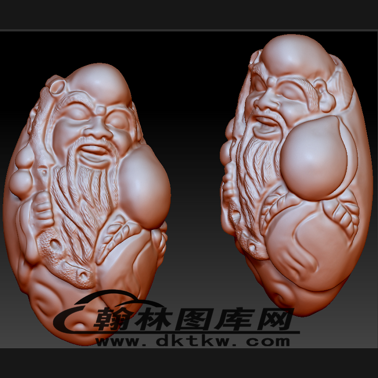 核雕老寿星立体圆雕图（BLG-322）展示