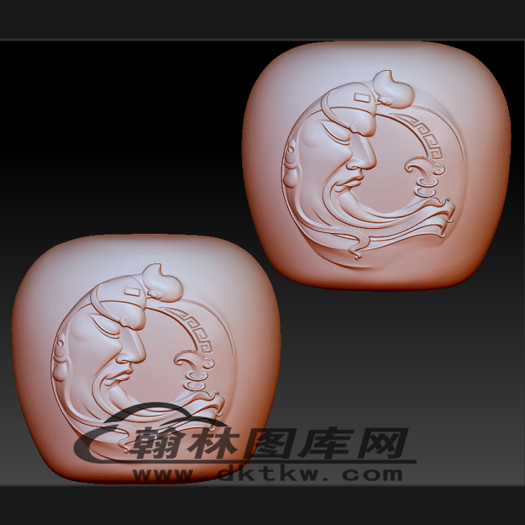 关公扁珠手串立体圆雕图（BLG-572）展示