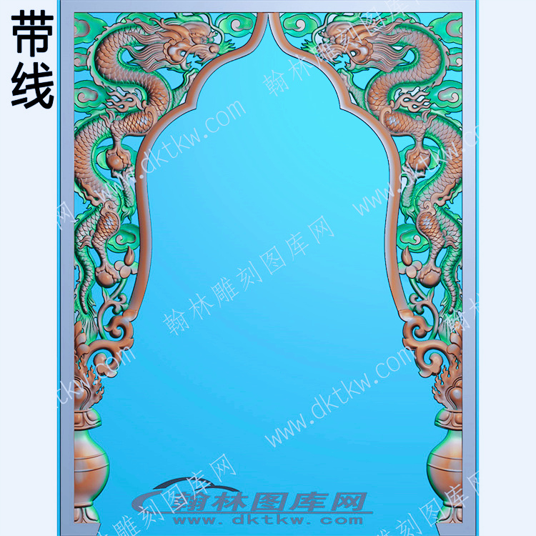 佛龛神台灵位藏式动物龙凤花瓶底双龙挂落佛柜龙带线精雕图(JDFK-009).jpg