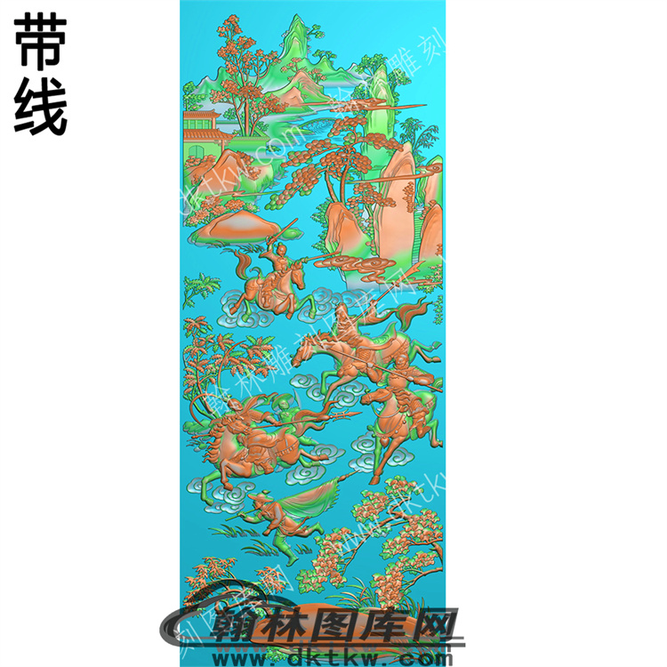 山水花树庭院精雕图三国演义 三英战吕布（SSRW-131）.jpg
