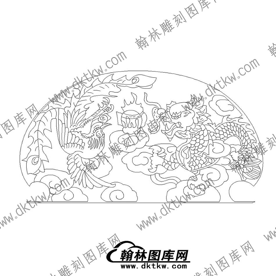 35墓碑碑头龙凤文泰矢量线稿(MBBT-009).jpg