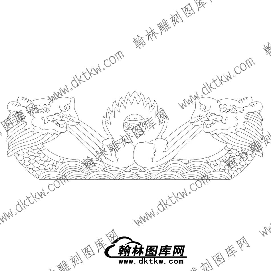 66墓碑碑头二龙戏珠文泰矢量线稿(MBBT-016).jpg