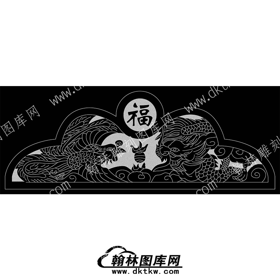 墓碑碑头龙凤福线雕图320）(MBBT-061).jpg