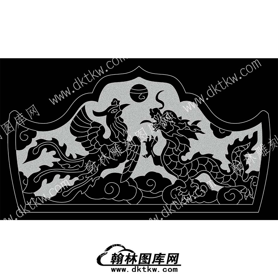 墓碑碑头龙凤线雕图329）(MBBT-100).jpg