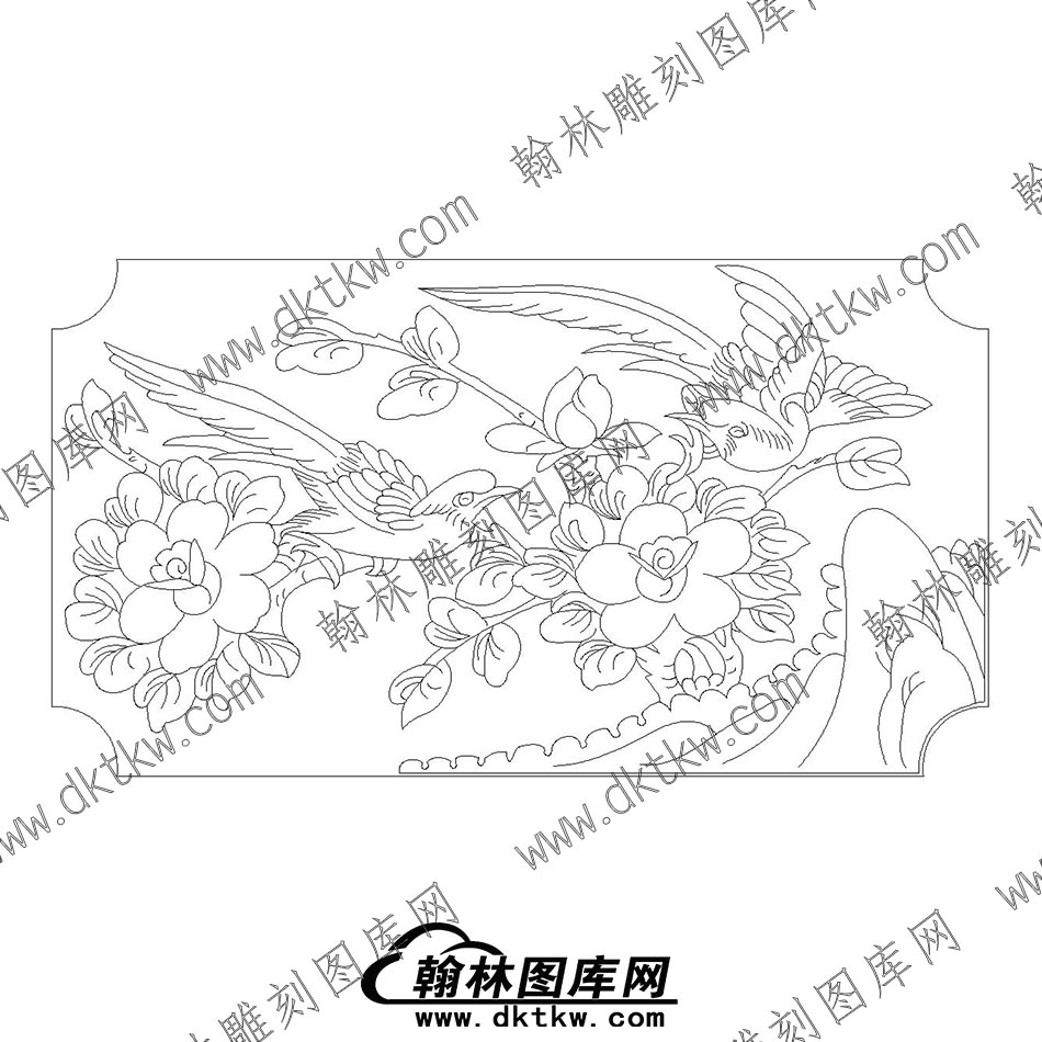 墓碑碑板花鸟文泰矢量线稿022(MBBB-031.jpg