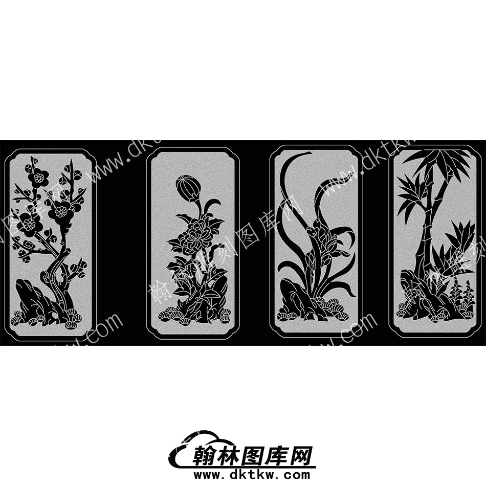 墓碑碑板梅兰竹菊四君子线雕图057(MBBB-060.jpg