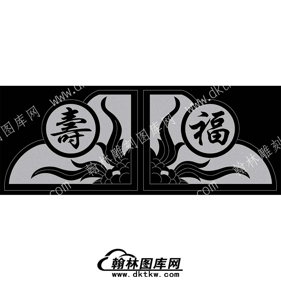 墓碑抱鼓耳朵福寿线雕图(MBBG-643).jpg