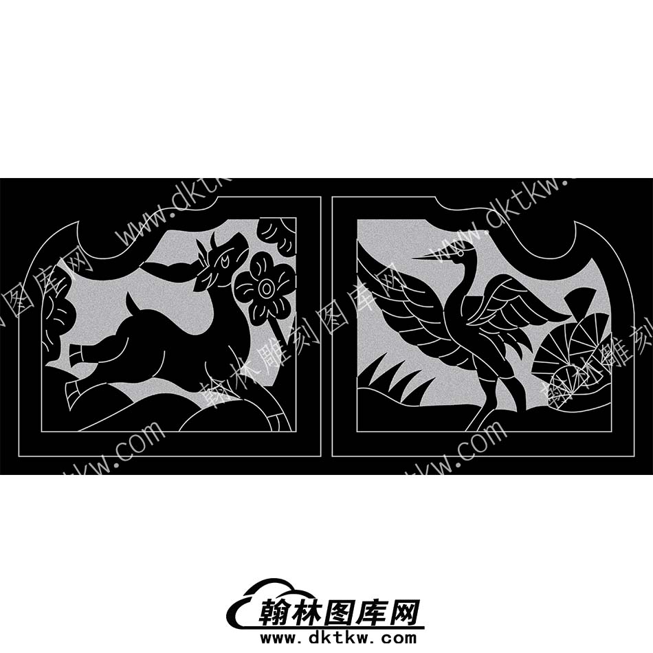 墓碑抱鼓耳朵鹤鹿对线雕图(MBBG-659).jpg
