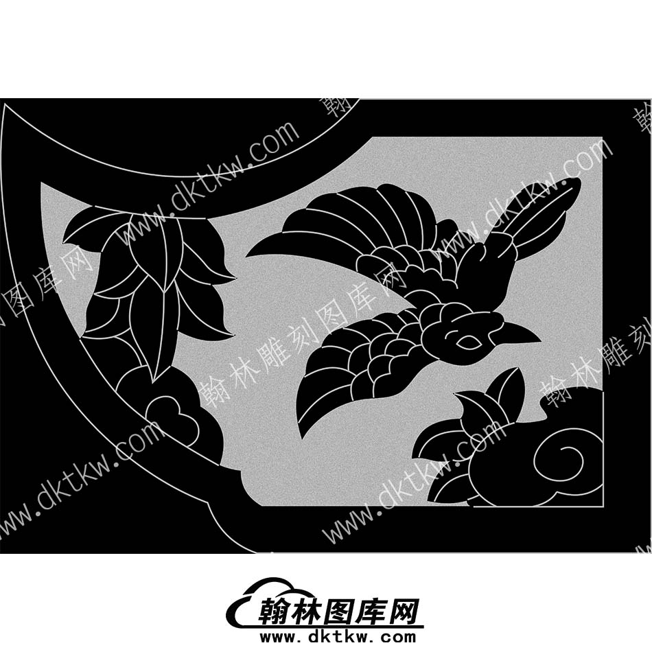 墓碑抱鼓耳朵鹤线雕图(MBBG-653).jpg