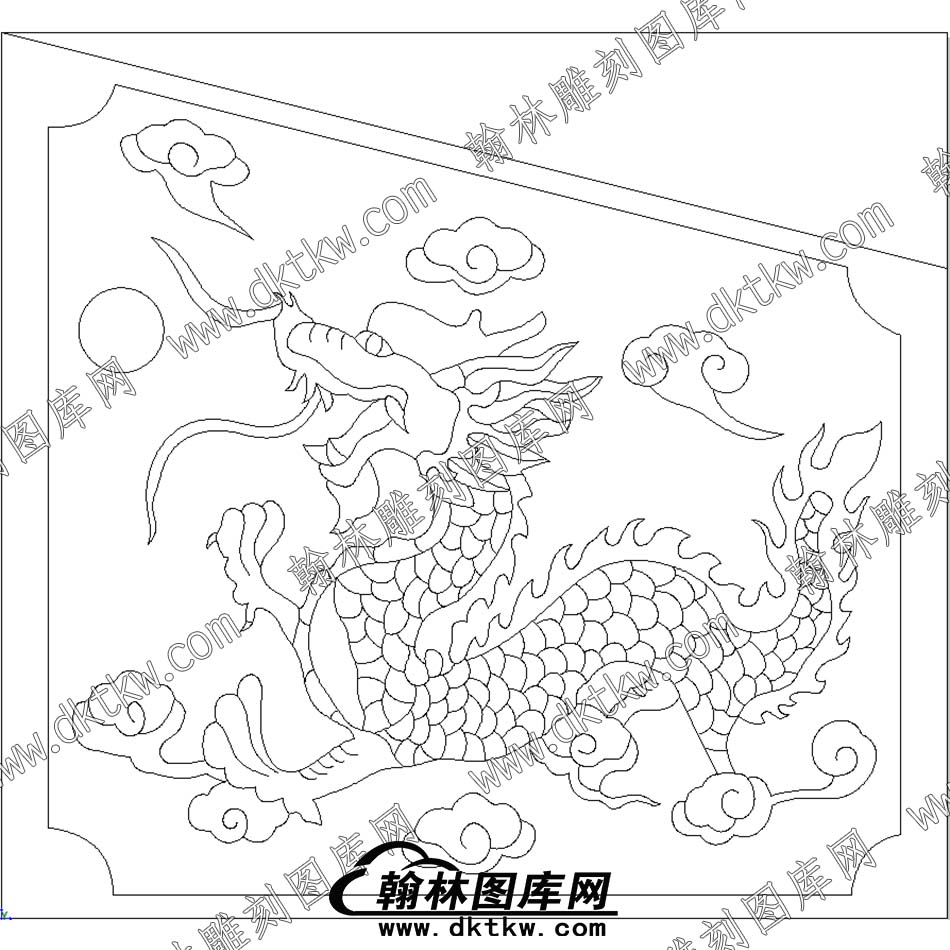 墓碑抱鼓耳朵龙祥云线雕图(MBBG-701).jpg