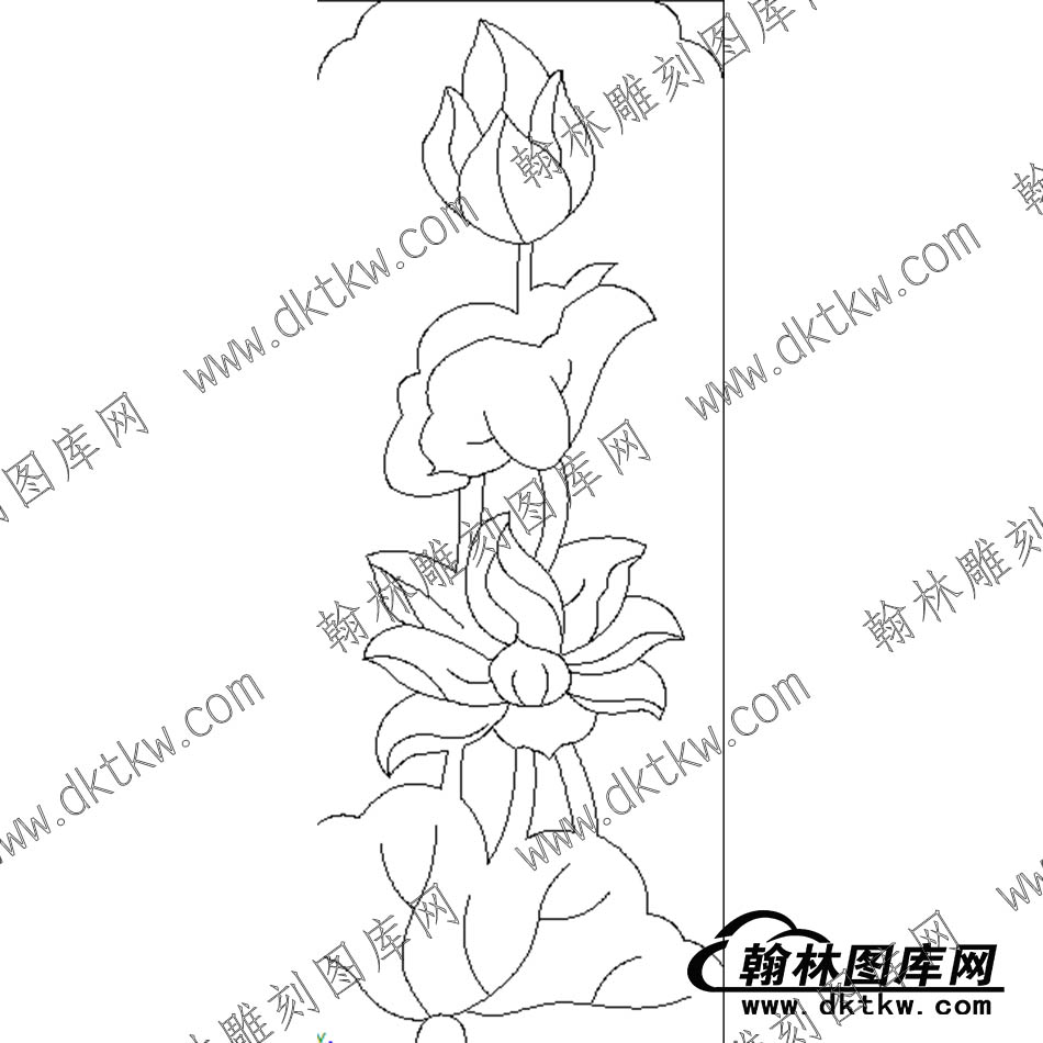 墓碑碑板立柱莲花线雕图（MBLZ-035）.jpg