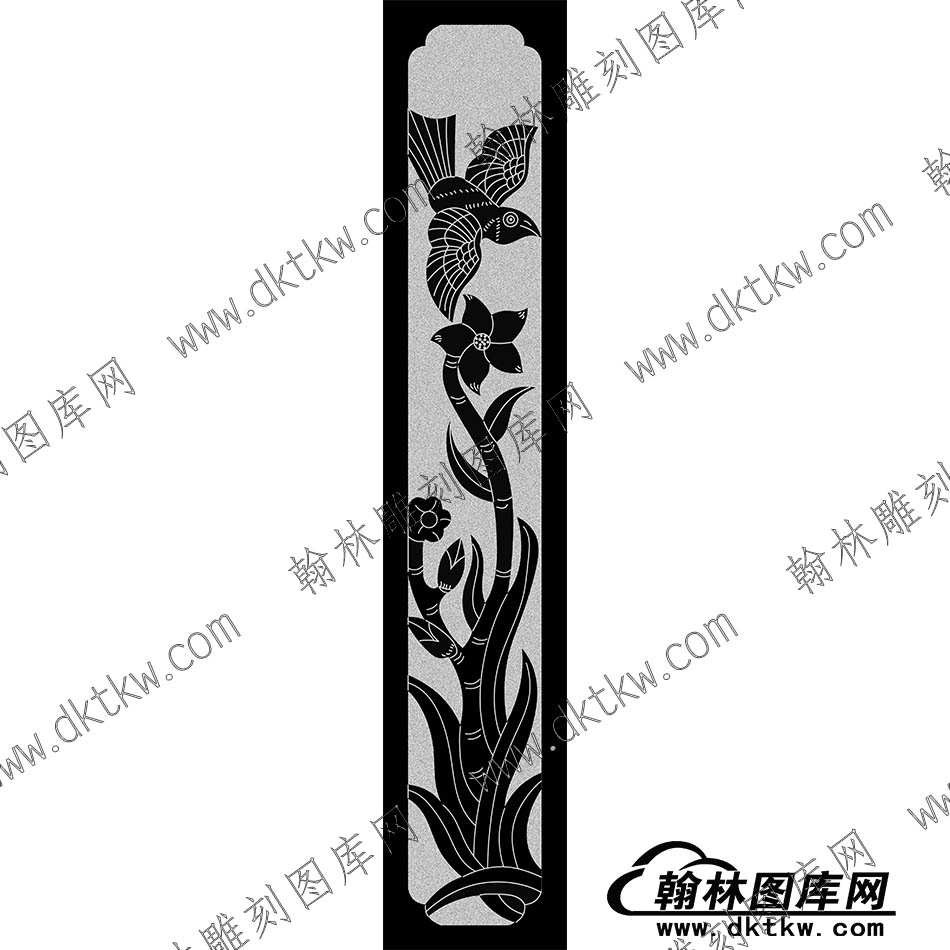 墓碑立柱花草线雕图（MBLZ-117）.jpg