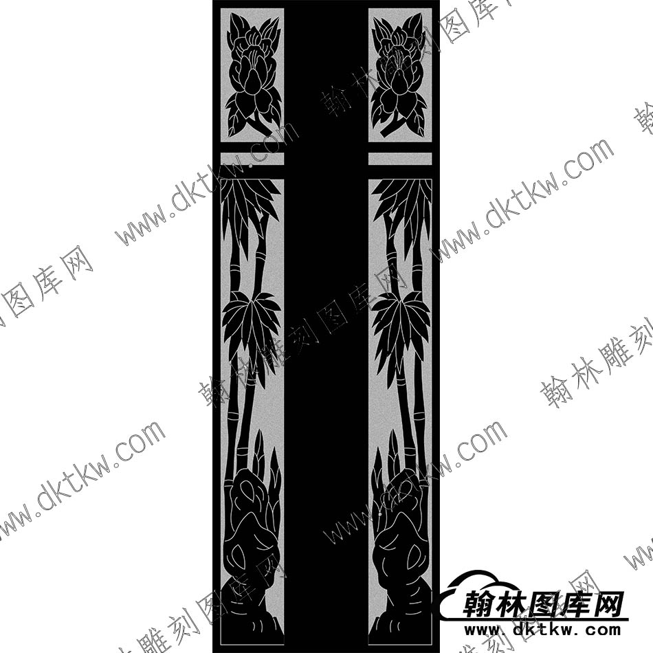 墓碑立柱竹子花线雕图（MBLZ-111）.jpg