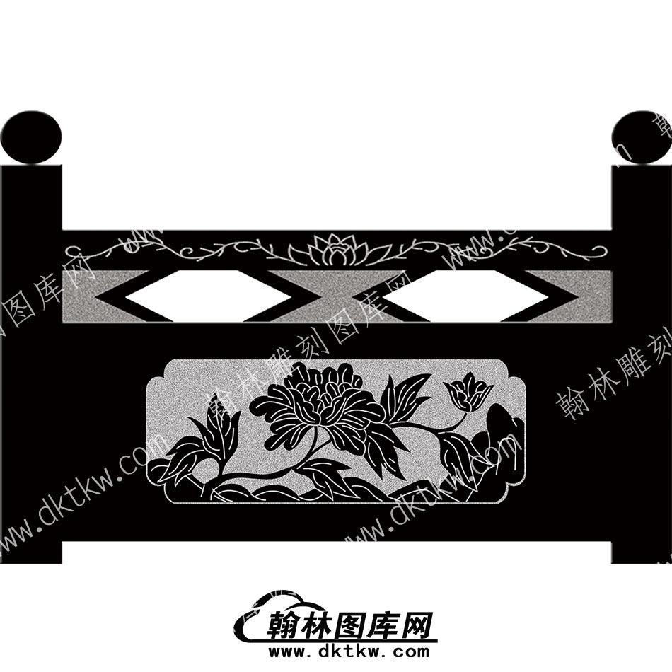 墓碑栏板花草线雕图（MBLB-356）.jpg
