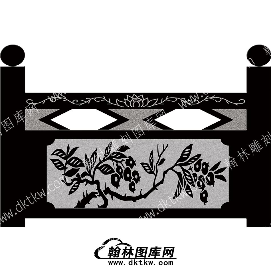 墓碑栏板花草线雕图（MBLB-366）.jpg