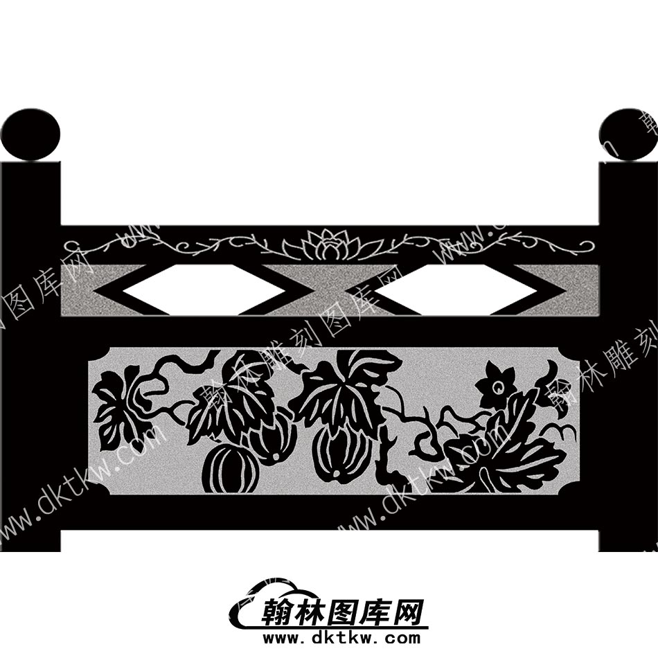 墓碑栏板花草线雕图（MBLB-370）.jpg