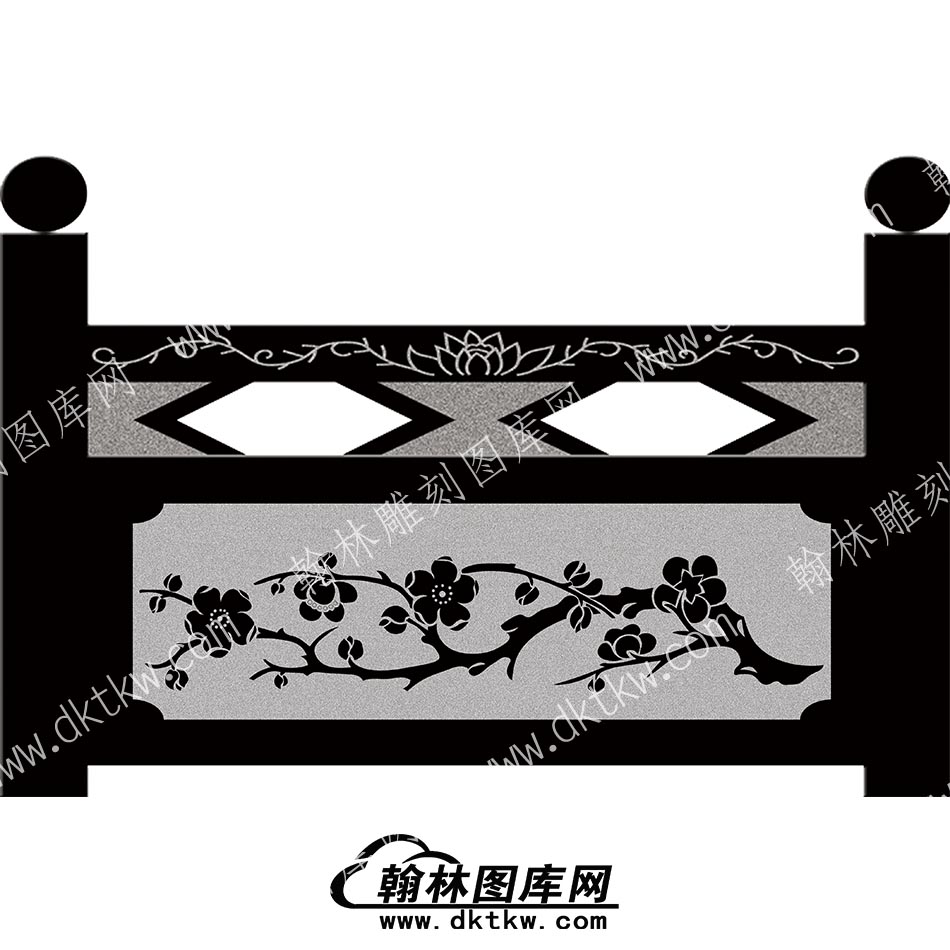 墓碑栏板花草线雕图（MBLB-390）.jpg