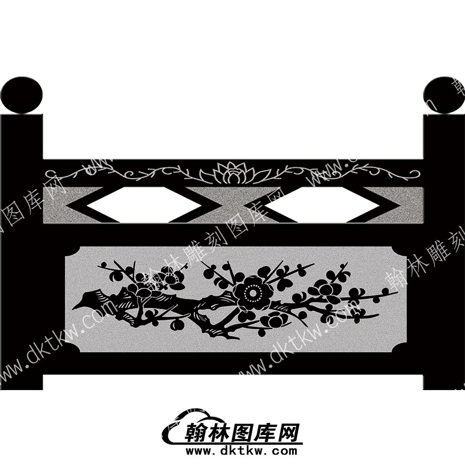 墓碑栏板花草线雕图（MBLB-391）.jpg