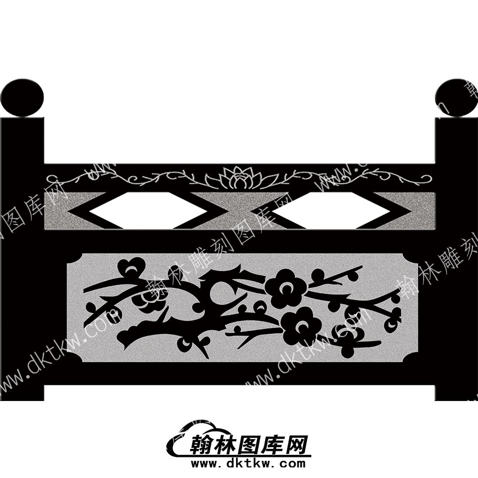 墓碑栏板花草线雕图（MBLB-392）.jpg