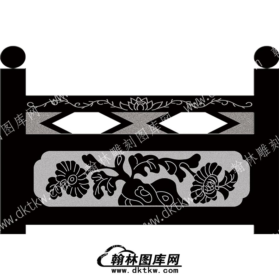 墓碑栏板花草线雕图（MBLB-407）.jpg