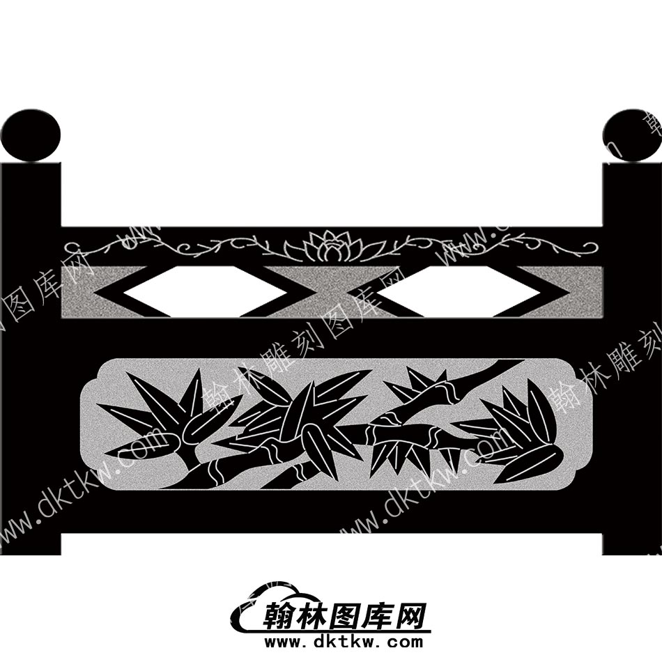墓碑栏板花草线雕图（MBLB-411）.jpg