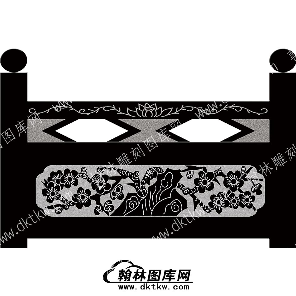 墓碑栏板花草线雕图（MBLB-415）.jpg