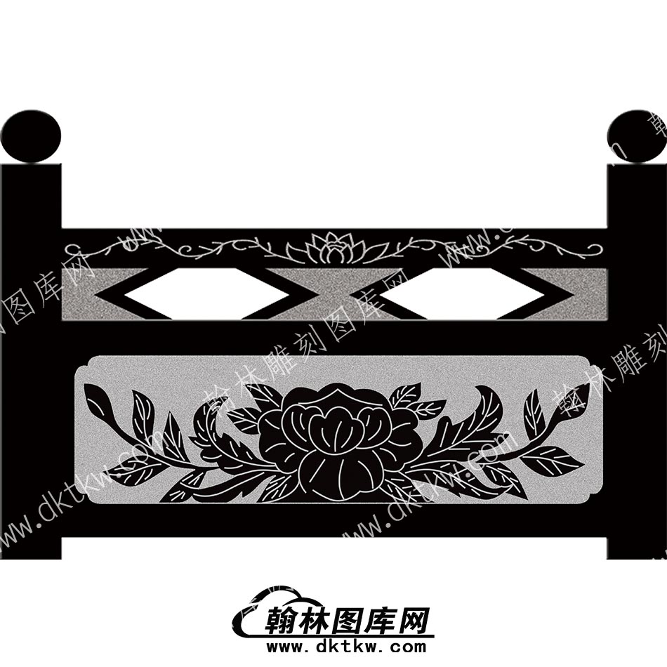 墓碑栏板花草线雕图（MBLB-449）.jpg