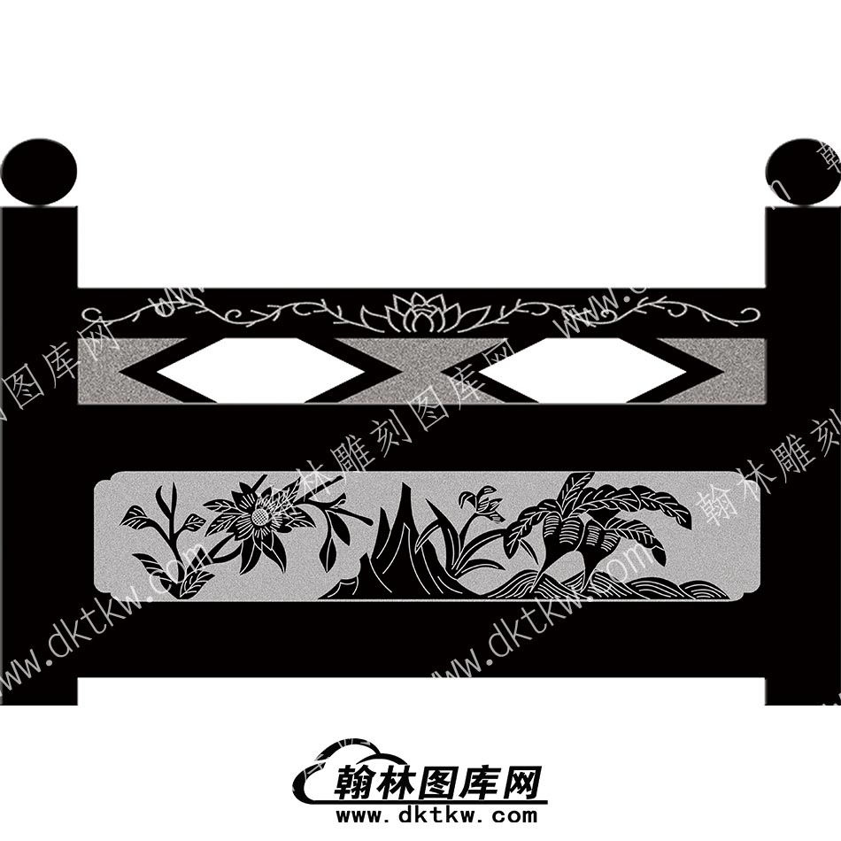 墓碑栏板花草线雕图（MBLB-451）.jpg