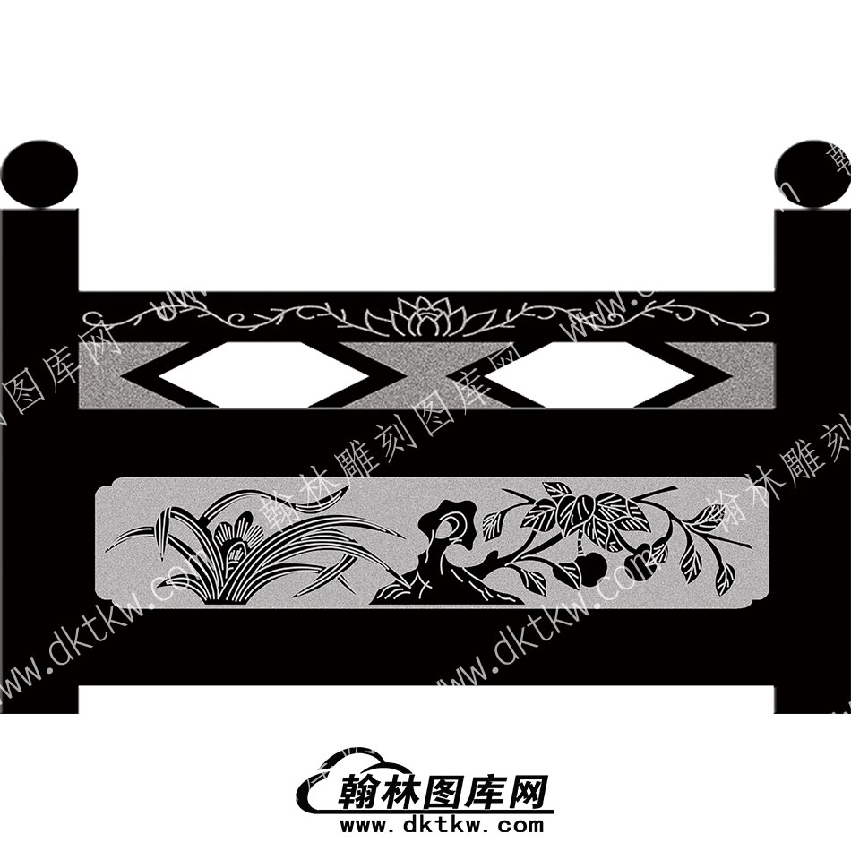 墓碑栏板花草线雕图（MBLB-452）.jpg