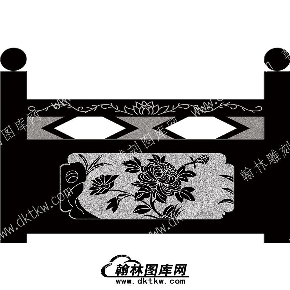 墓碑栏板花草线雕图（MBLB-483）.jpg
