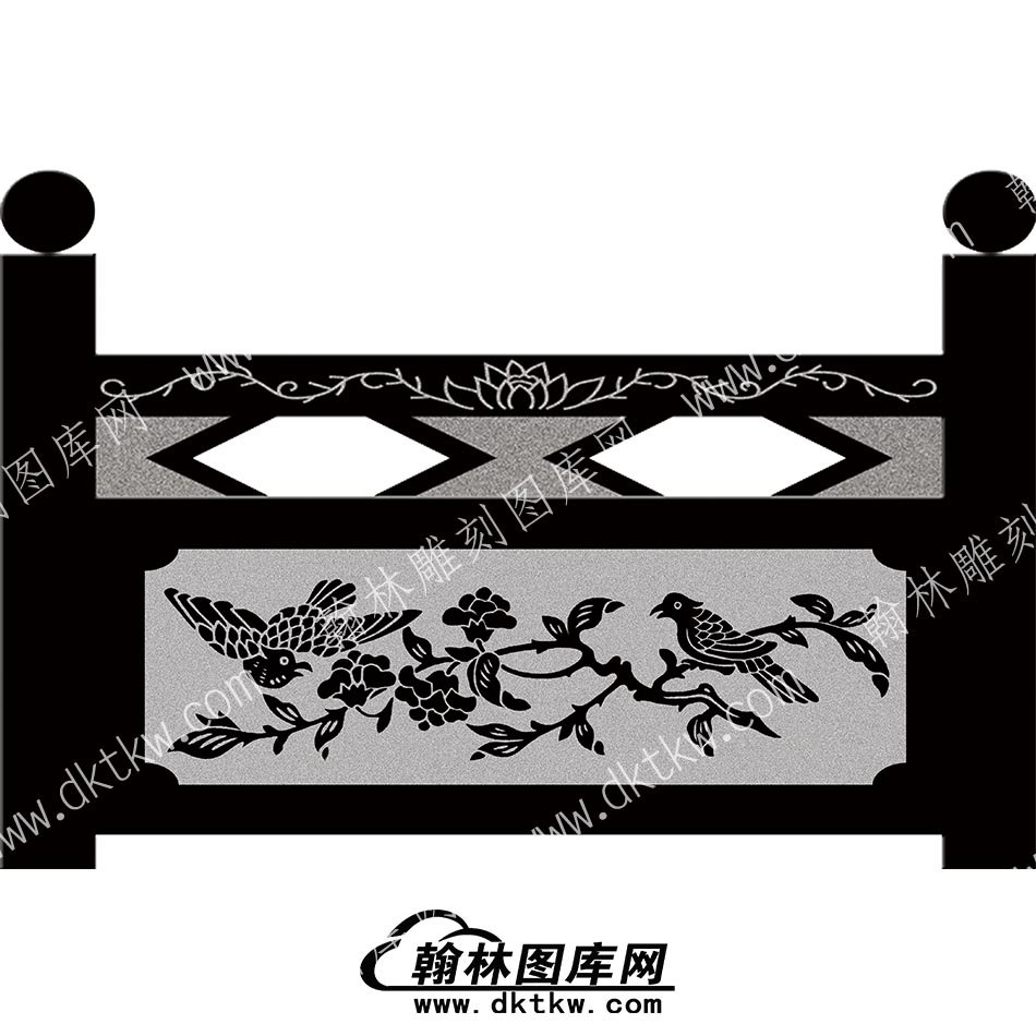 墓碑栏板花鸟线雕图（MBLB-377）.jpg
