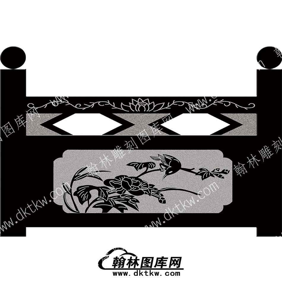 墓碑栏板花鸟线雕图（MBLB-396）.jpg