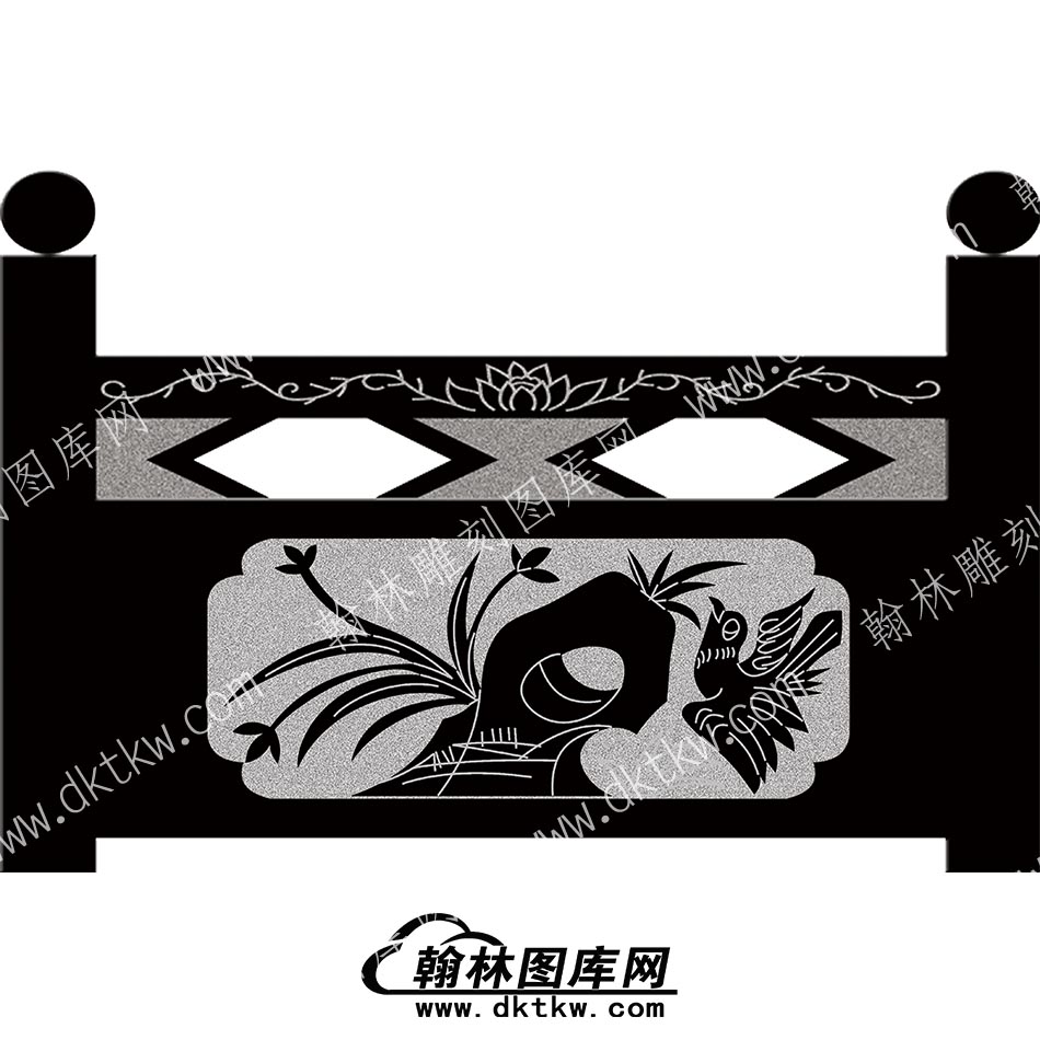 墓碑栏板花鸟线雕图（MBLB-471）.jpg