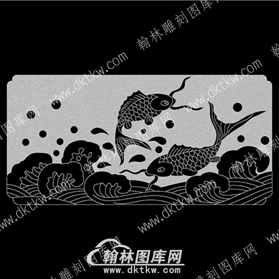 墓碑栏板鲤鱼线雕图（MBLB-508）.jpg