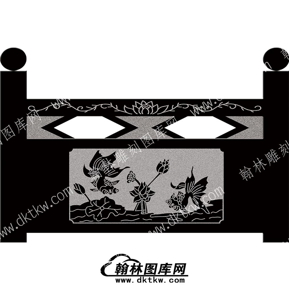 墓碑栏板鱼莲线雕图（MBLB-400）.jpg